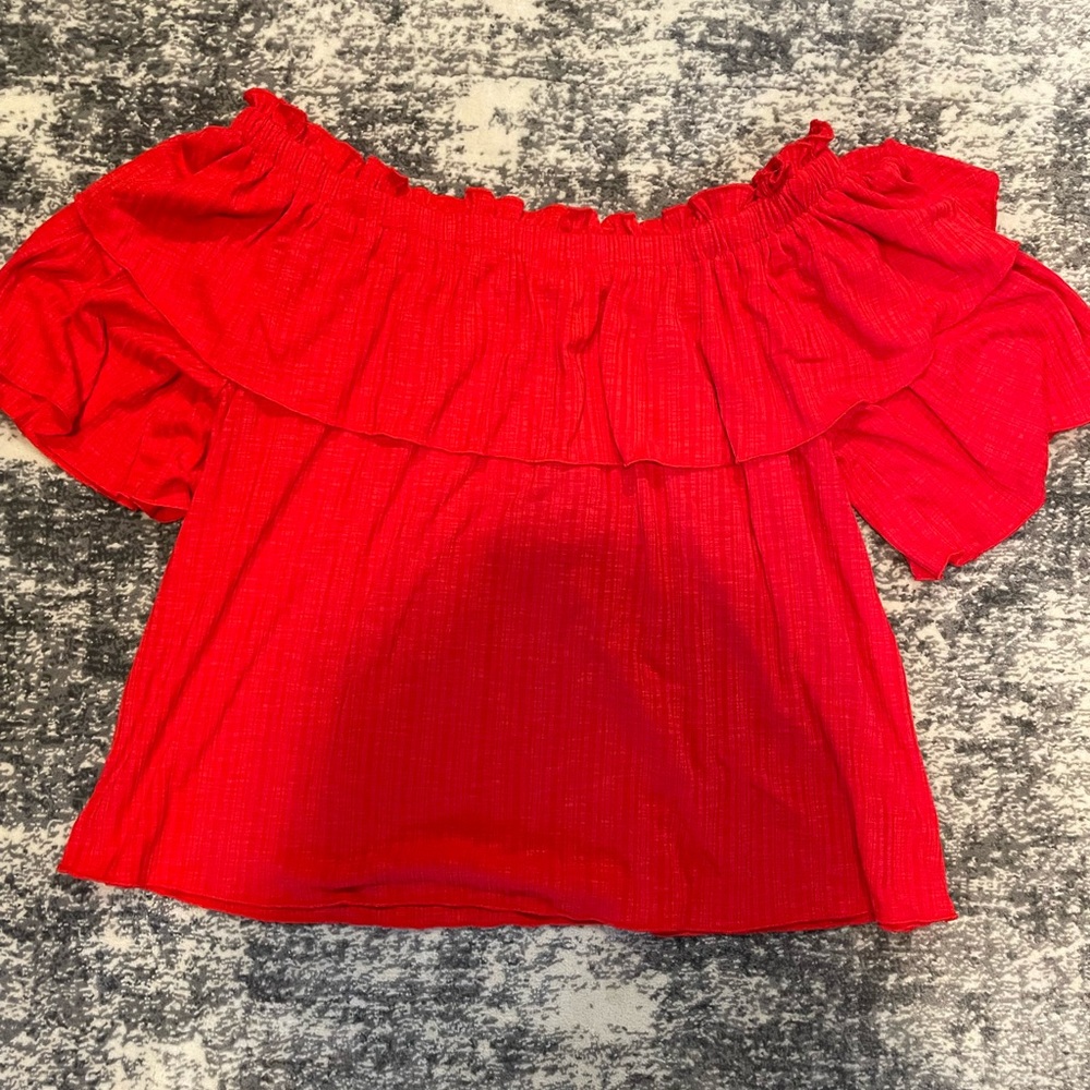 Red Flowy Off the Shoulder Top